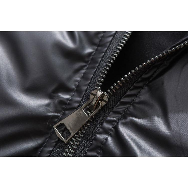 Winter Jacket Men Heart Embossing Solid Color Zipper Black Parkas