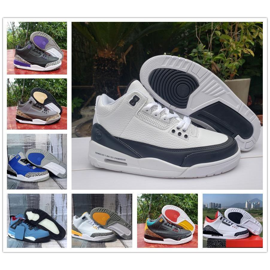 nieuwste nieuwe collectie jumpman 3 3s fragment heren basketbalschoenen Zwart