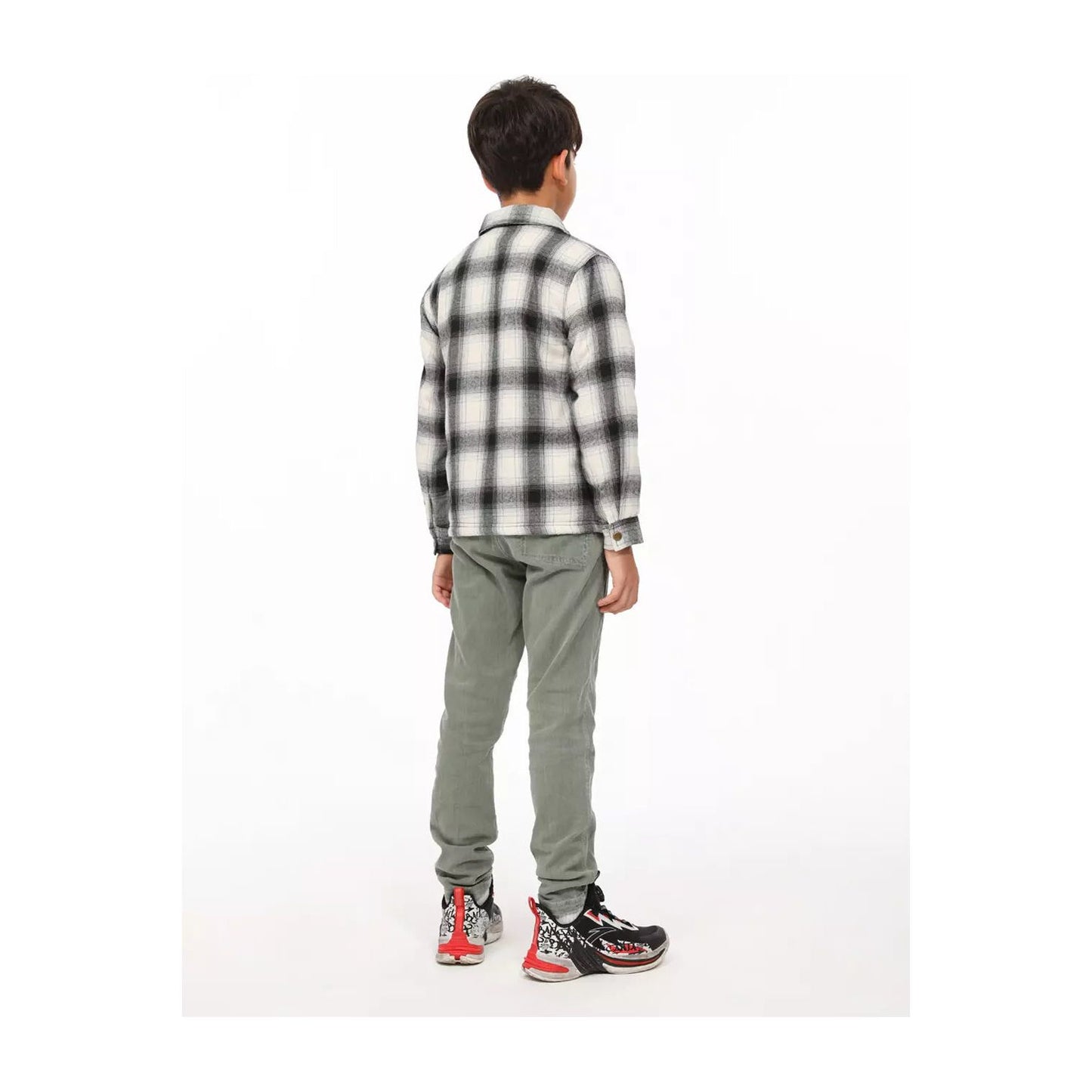 Boys and Girls Sherpa Lined Snap Plaid Shirt Jacket,Flannel Shacket