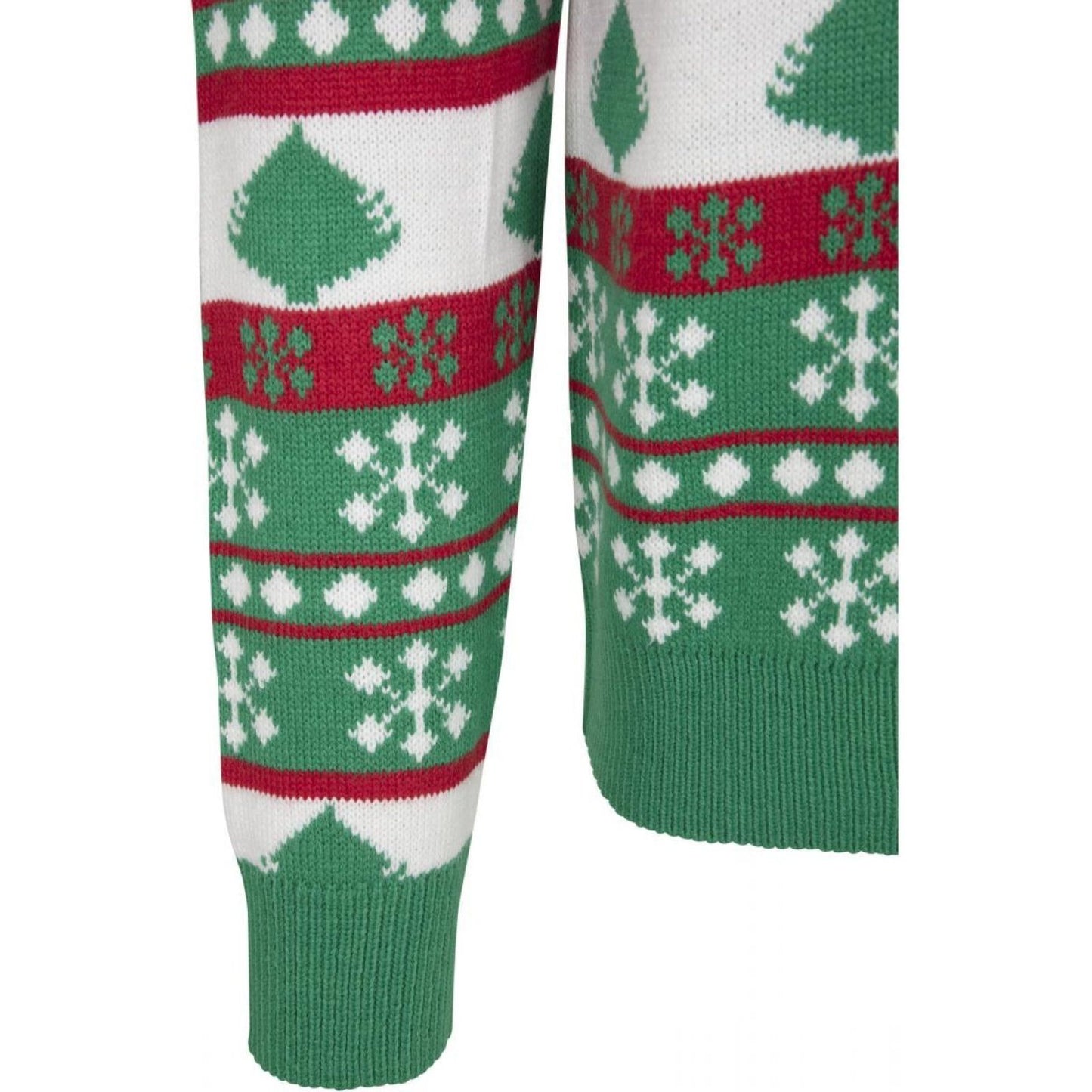 Snowflake Christmas Tree Sweater - Green White Red