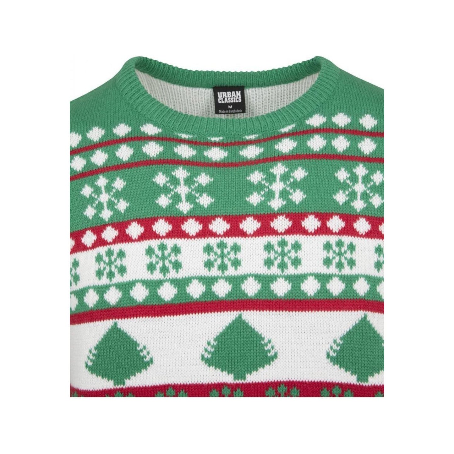 Snowflake Christmas Tree Sweater - Green White Red
