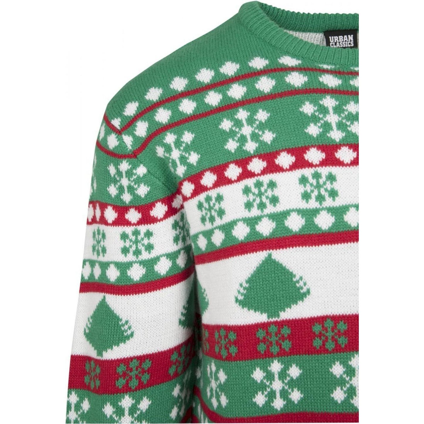 Snowflake Christmas Tree Sweater - Green White Red