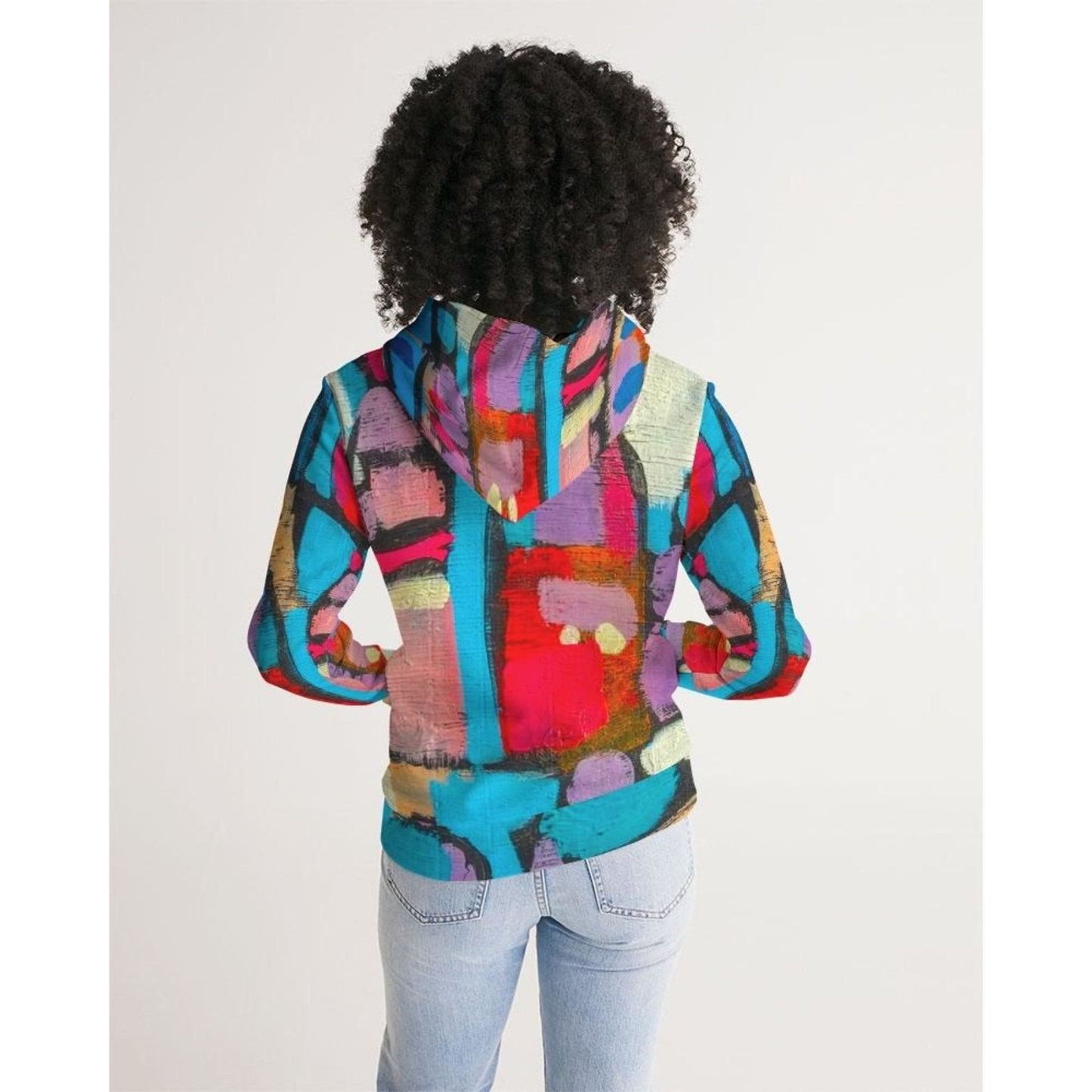 Womens Hoodie - Pullover Hooded Sweatshirt / Multicolor Graphic