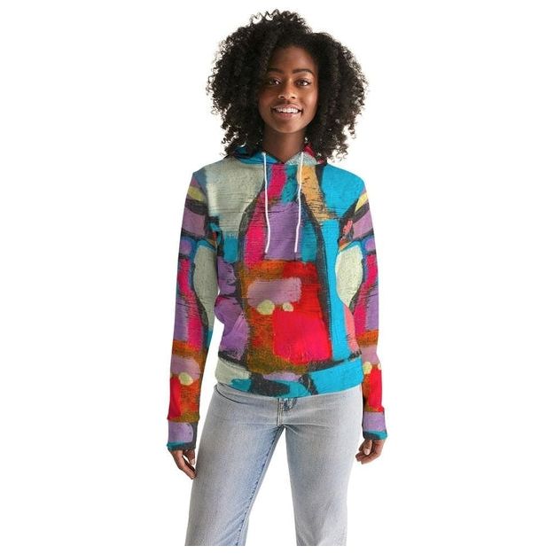 Womens Hoodie - Pullover Hooded Sweatshirt / Multicolor Graphic