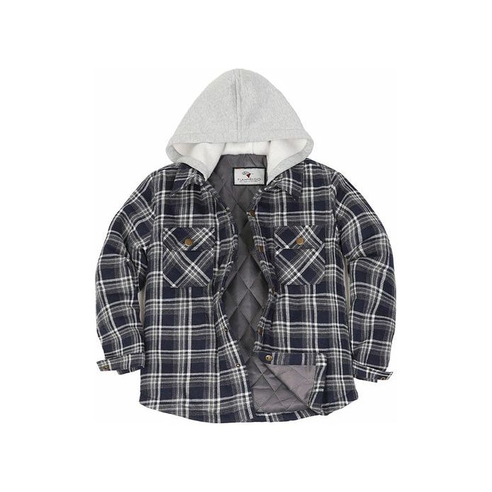 Kids Boys and Girls Quilted Lined Hooded Flannel Shirt Jacket,Snap