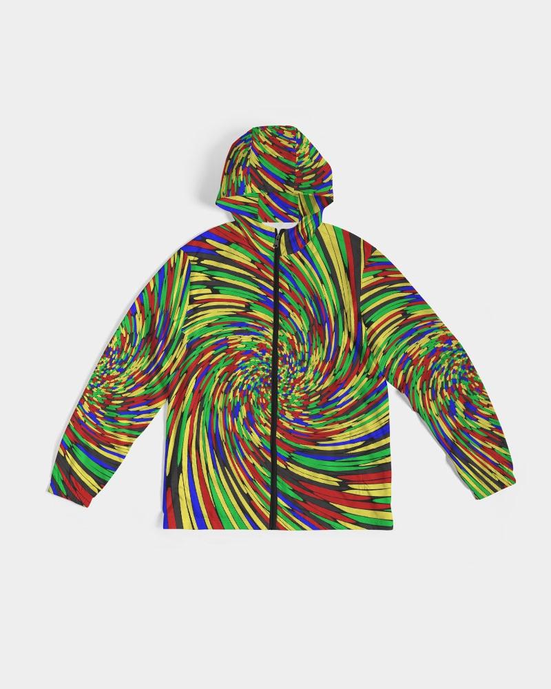 Mens Hooded Windbreaker - Multicolor Water Resistant Jacket - Jl0i0x