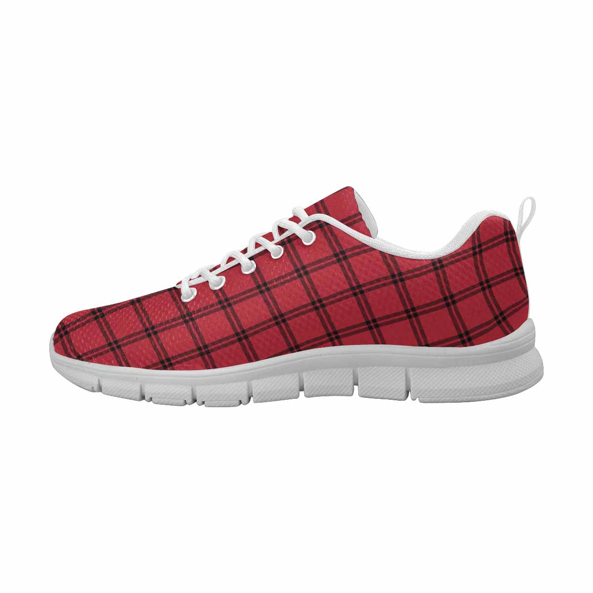 Sneakers For Men, Buffalo Plaid Red And White - Running Shoes Dg837