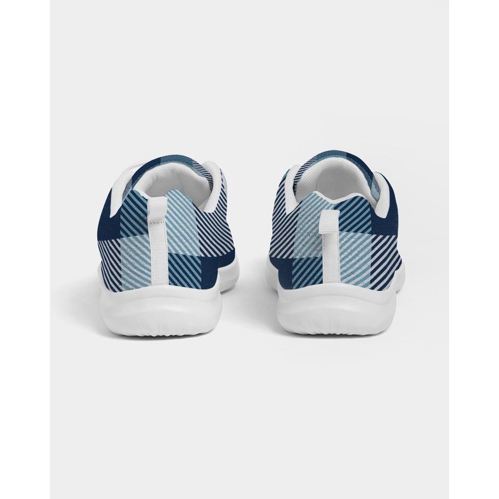 Mens Sneakers, Blue Plaid Low Top Canvas Running Shoes