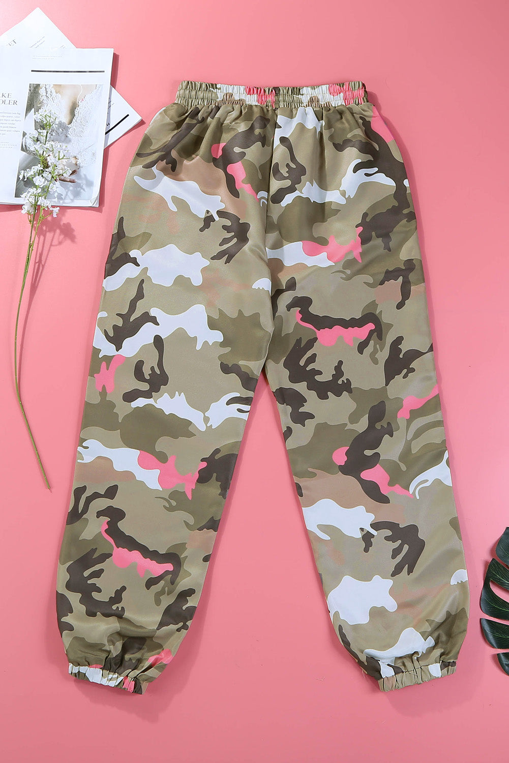 Elastic Waist Neon Camo Joggers