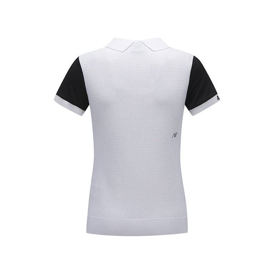 ANEW Golf: Women Back Knit Block Short T-Shirt - Black