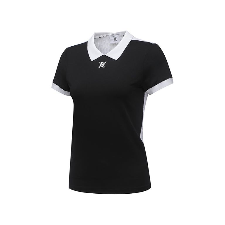 ANEW Golf: Women Back Knit Block Short T-Shirt - Black