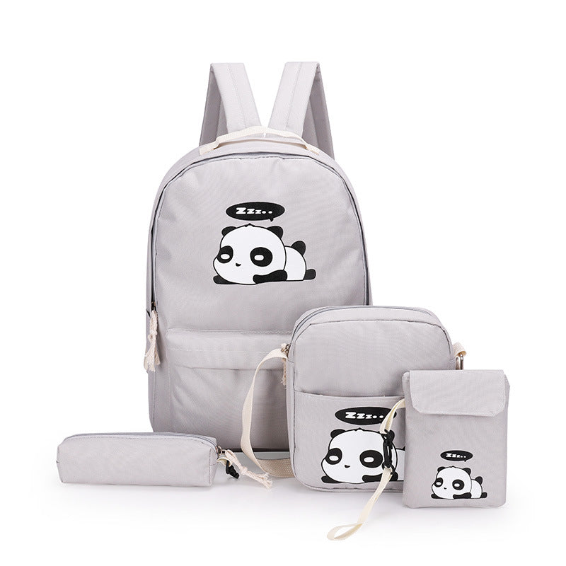 Large-capacity College Style Printed Four-piece Backpack