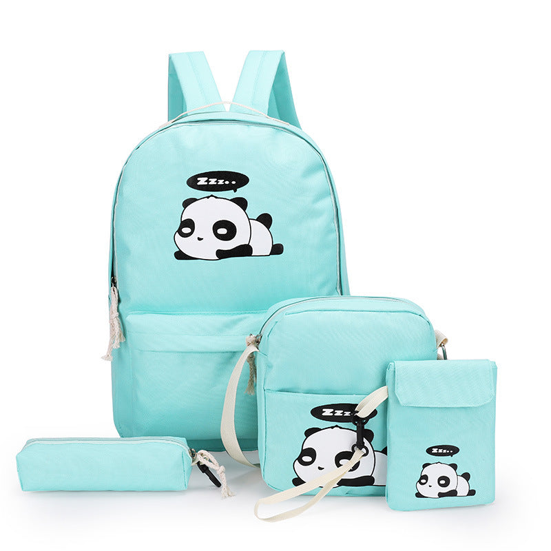 Large-capacity College Style Printed Four-piece Backpack