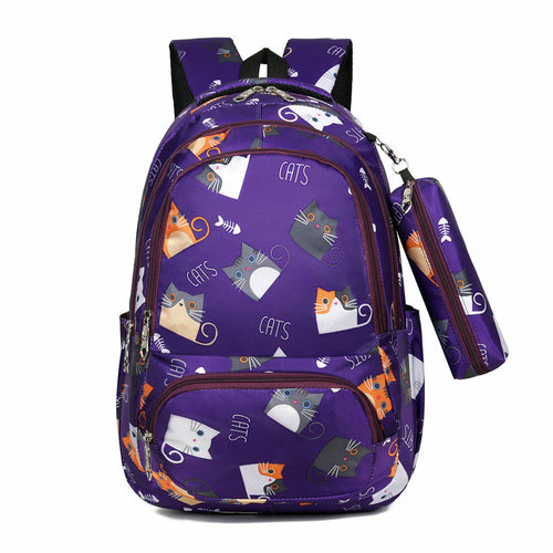 Cartoon Cute Cat Printed Elementary School Bag