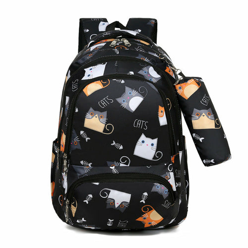 Cartoon Cute Cat Printed Elementary School Bag