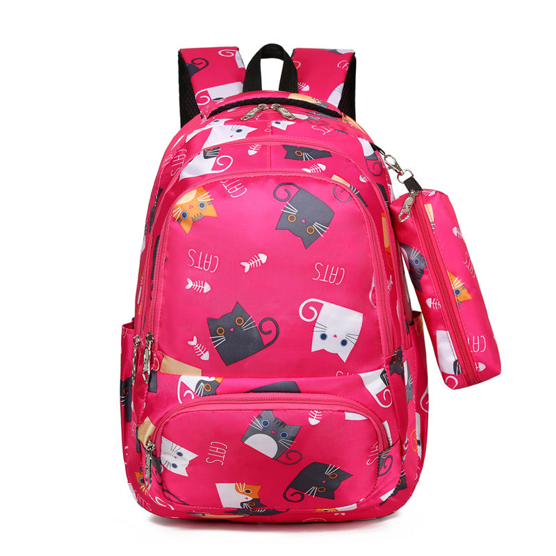 Cartoon Cute Cat Printed Elementary School Bag