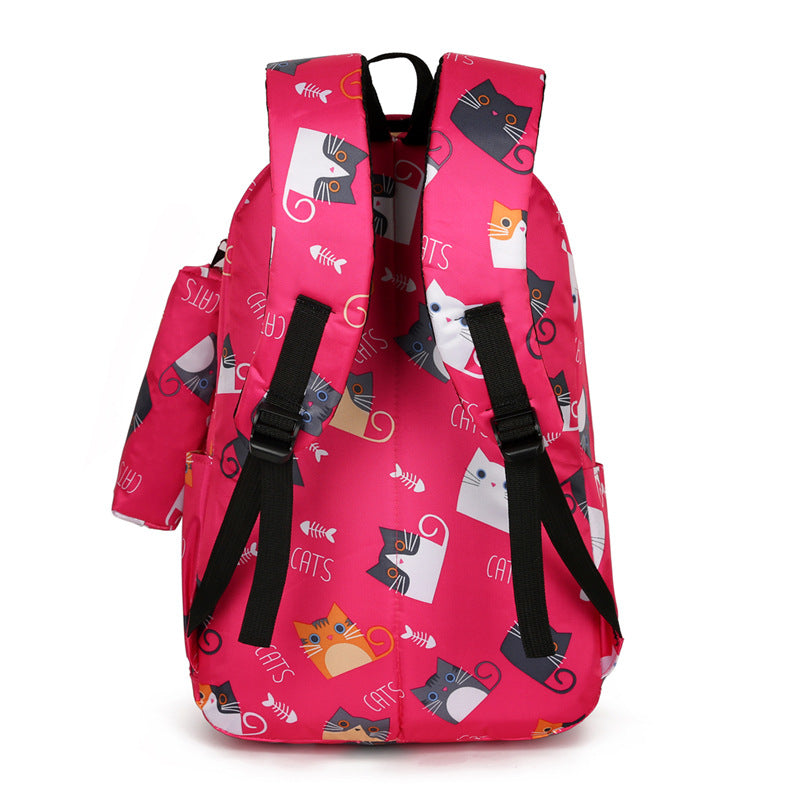 Cartoon Cute Cat Printed Elementary School Bag