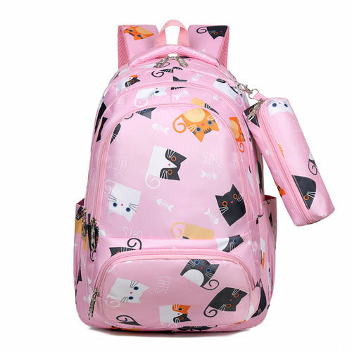 Cartoon Cute Cat Printed Elementary School Bag