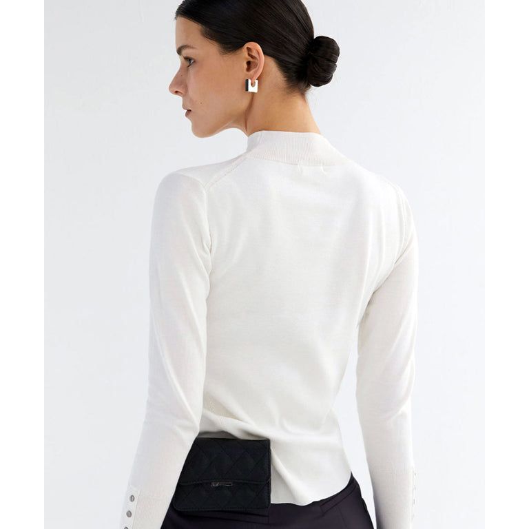 Anell Golf Classic Slim Knit Top - Ivory - Sportkyu