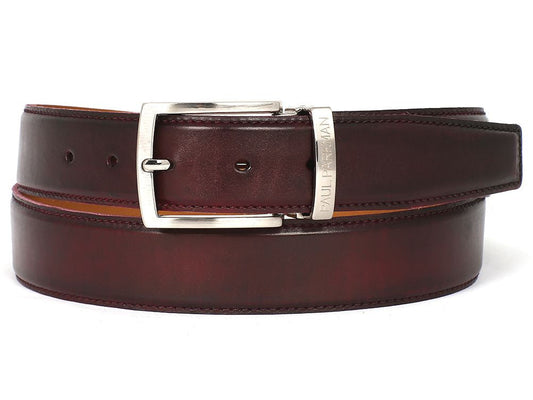 PAUL PARKMAN Men's Leather Belt Hand-Painted Dark Bordeaux