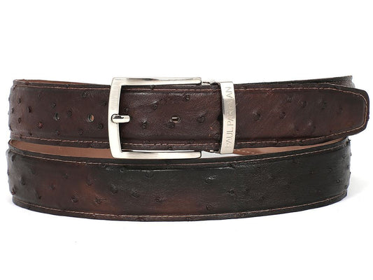 PAUL PARKMAN Men's Brown Genuine Ostrich Belt (ID#B04-BRW)