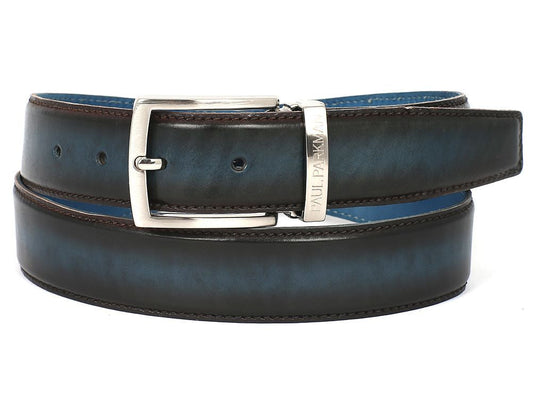 PAUL PARKMAN Men's Leather Belt Dual Tone Brown & Blue