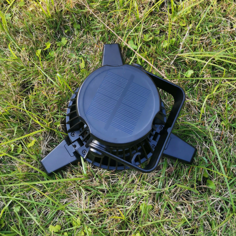Solar Camping Light Foldable Fan Hanging Hook Rechargeable - Sportkyu