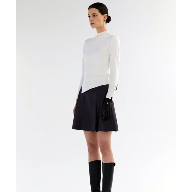 Anell Golf Classic Slim Knit Top - Ivory - Sportkyu