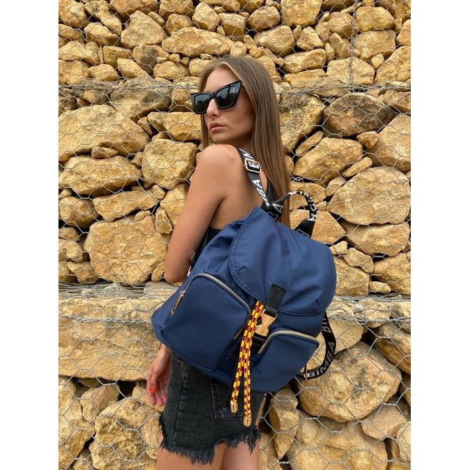 Belted Blue Backpack