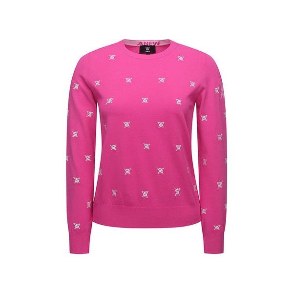 ANEW Golf: Women Monogram Logo Point Pullover Sweater - Pink - Sportkyu