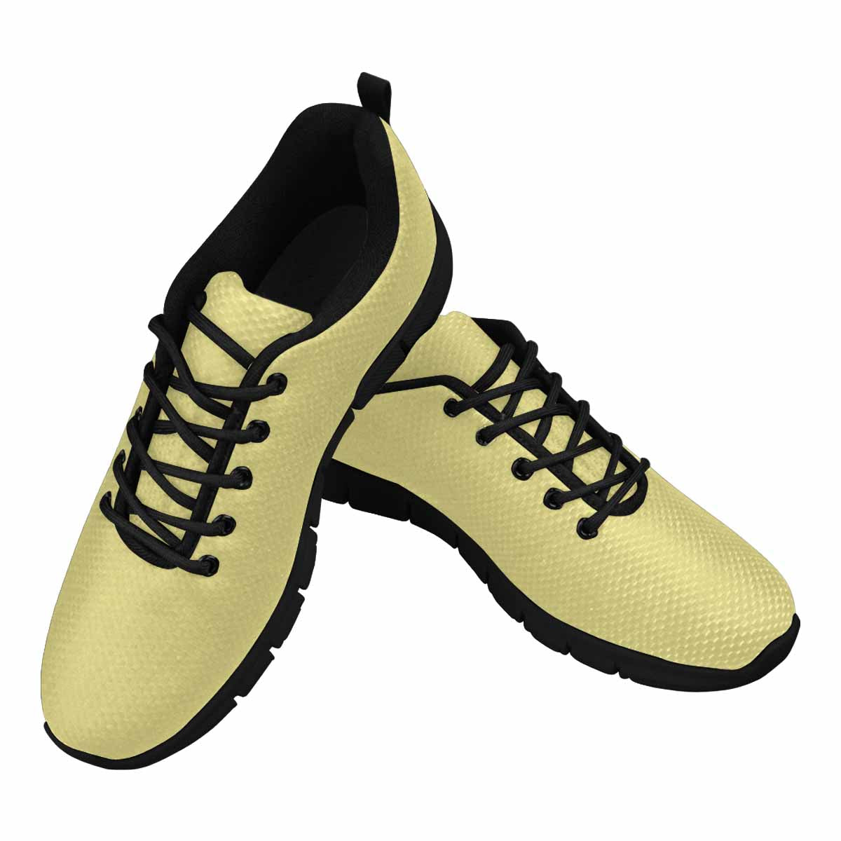 Sneakers For Men, Khaki Yellow - Canvas Mesh Athletic Running Shoes