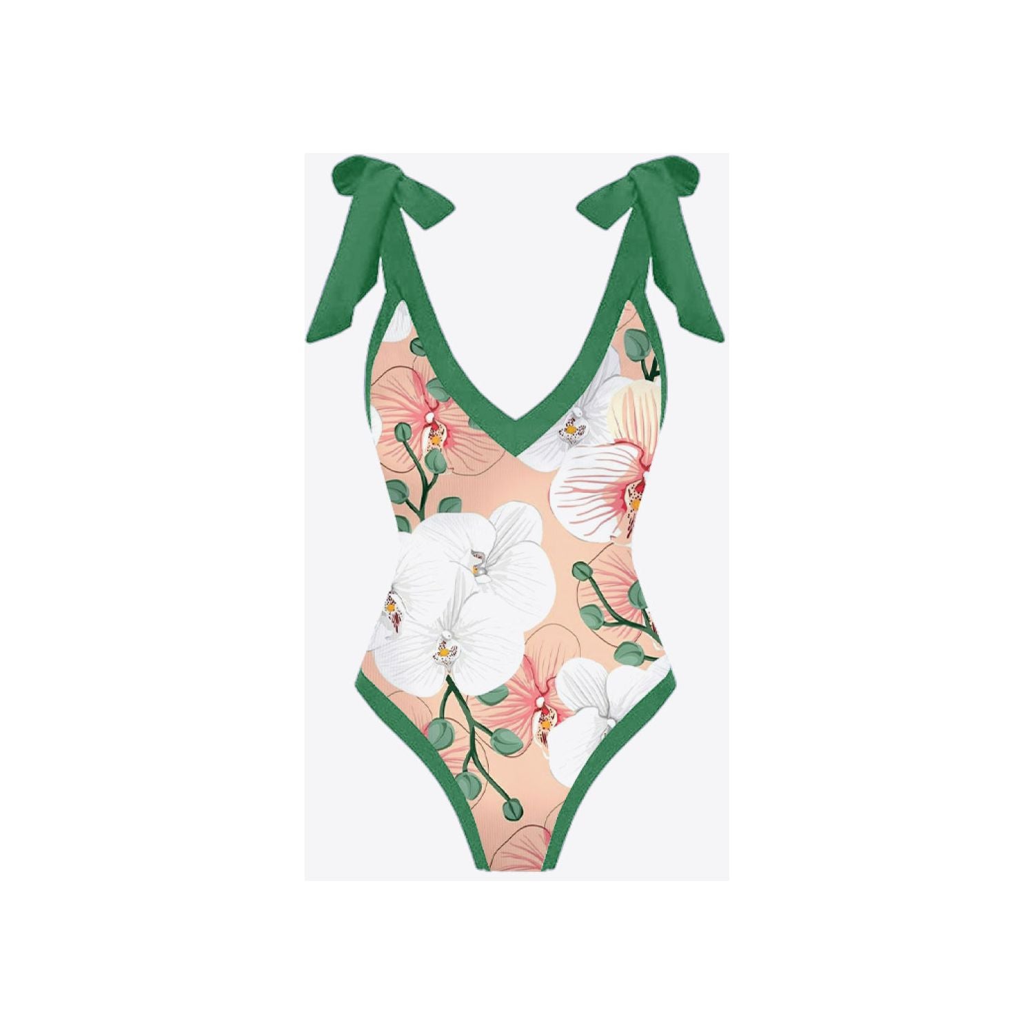 Floral V-Neck Two-Piece Swim Set - Sportkyu