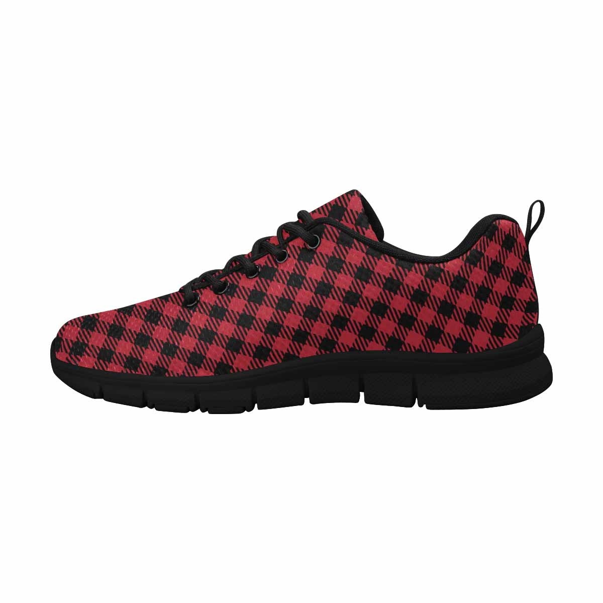 Sneakers For Men, Buffalo Plaid Red And Black - Running Shoes Dg846