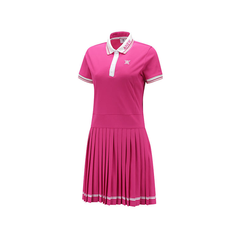 ANEW Golf: Women Pleated Skirt Pique Dress - Hot Pink