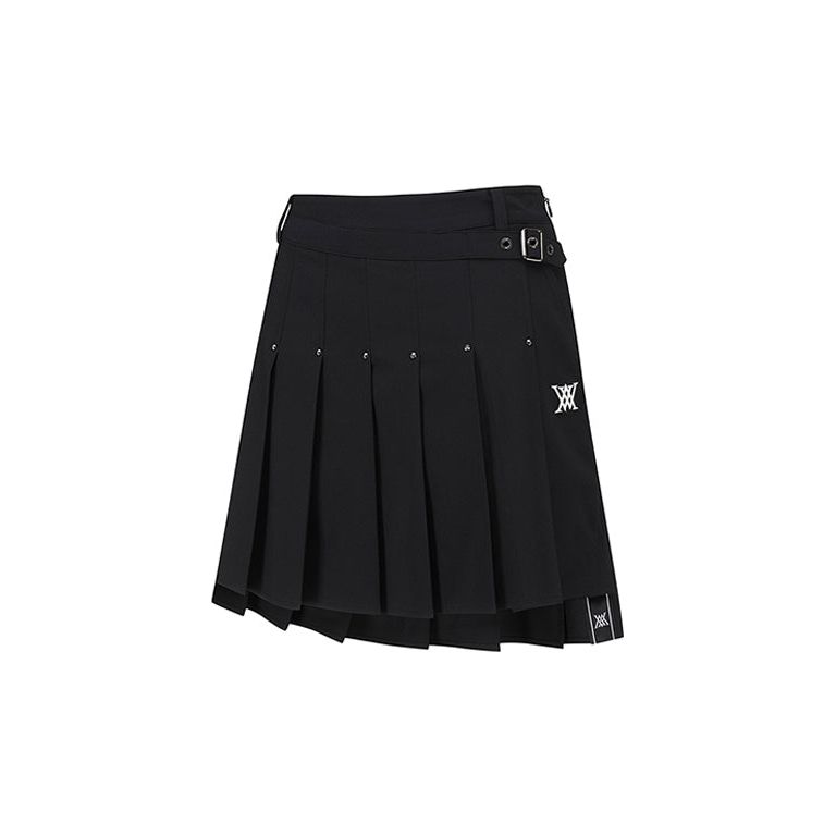 ANEW Golf: Women Buckle Decoration Pleats Skirt - Black - Sportkyu