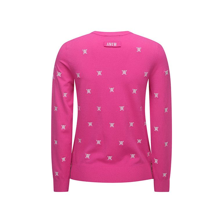 ANEW Golf: Women Monogram Logo Point Pullover Sweater - Pink - Sportkyu