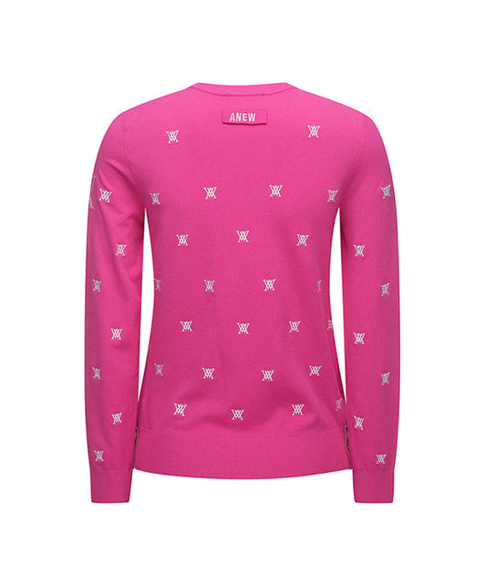 ANEW Golf: Women Monogram Logo Point Pullover Sweater - Pink - Sportkyu