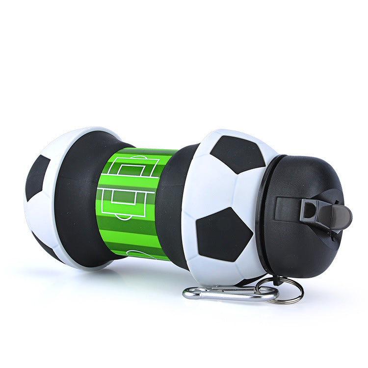 Football Soccer Silicone Water Bottle with Straw Foldable - Sportkyu