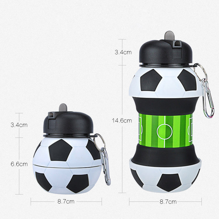 Football Soccer Silicone Water Bottle with Straw Foldable - Sportkyu