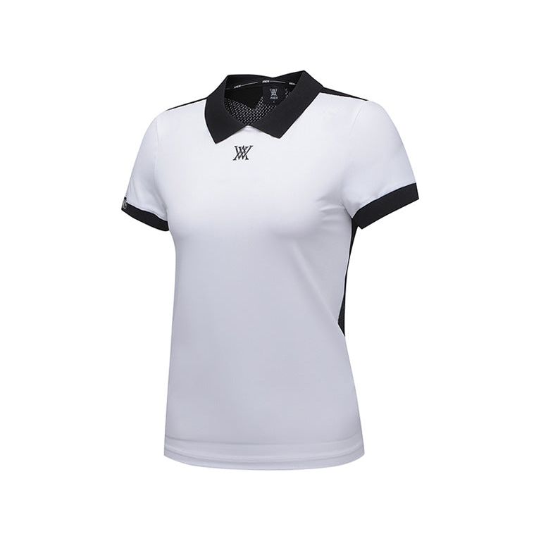 ANEW Golf: Women Back Knit Block Short T-Shirt - White - Sportkyu