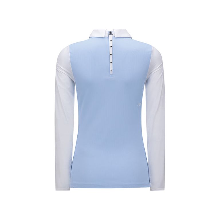 ANEW Golf: W Triangle Mesh Block lang T-shirt - S/blauw