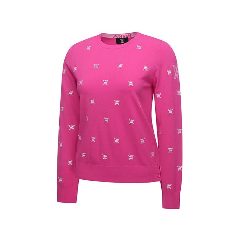 ANEW Golf: Women Monogram Logo Point Pullover Sweater - Pink - Sportkyu