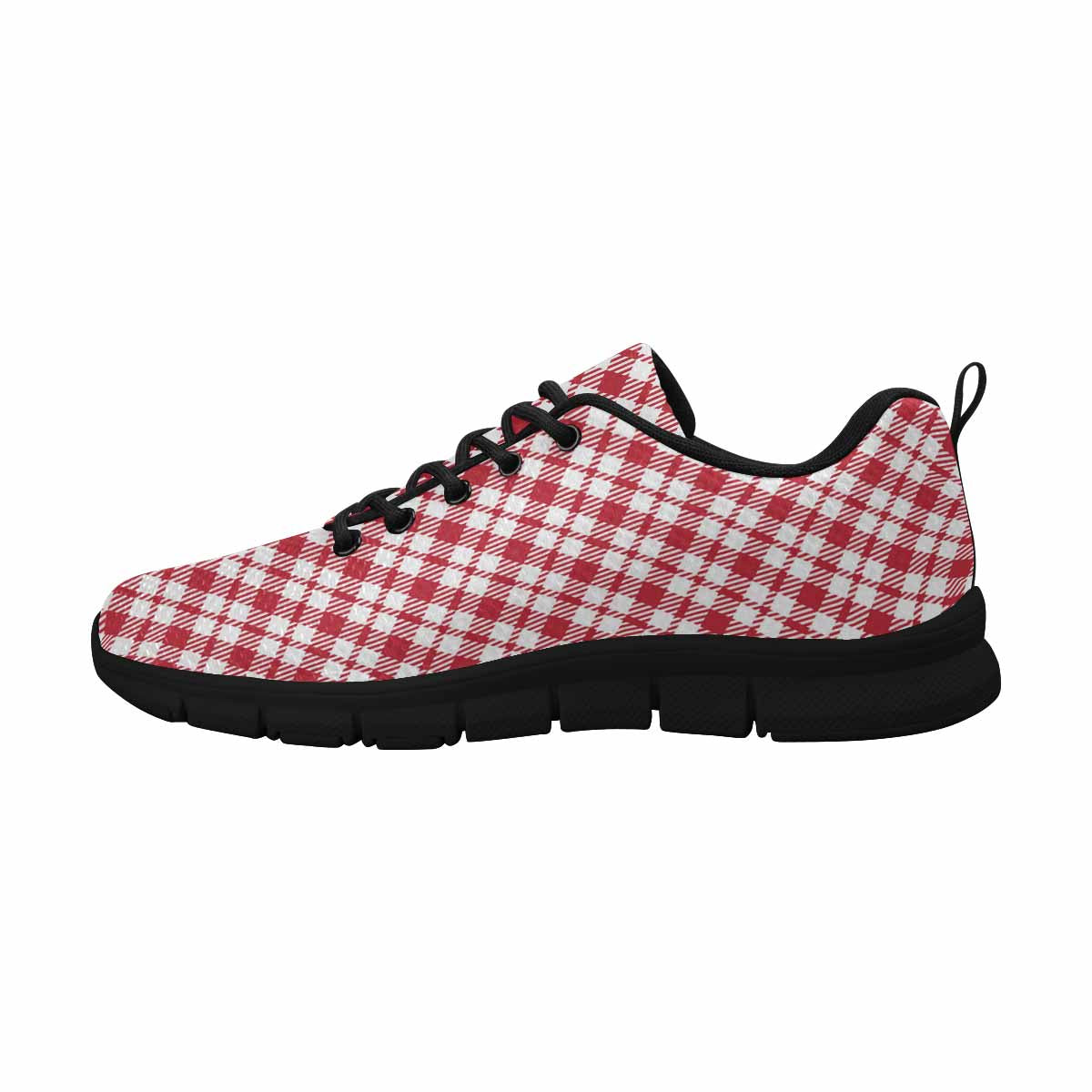 Sneakers For Men, Buffalo Plaid Red And White - Running Shoes Dg858