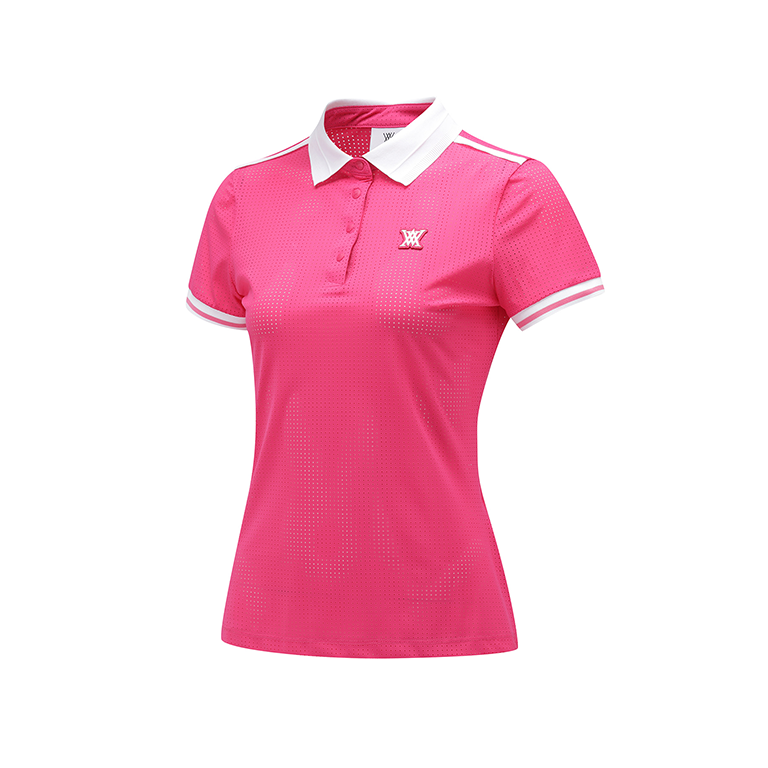 ANEW Golf: Women All Ventilation Collar Short T-Shirt - Hot Pink