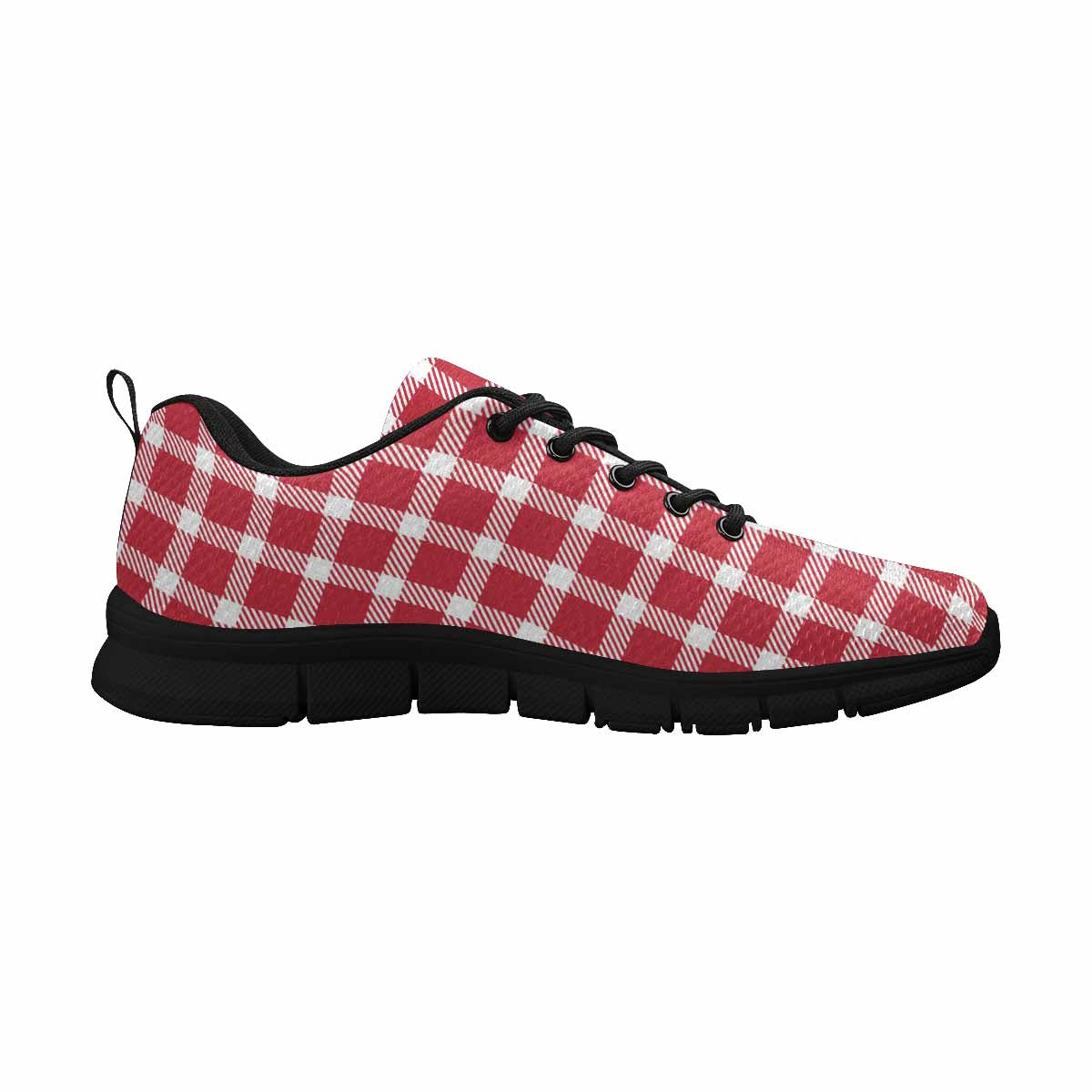 Sneakers For Men, Buffalo Plaid Red And White - Running Shoes Dg856