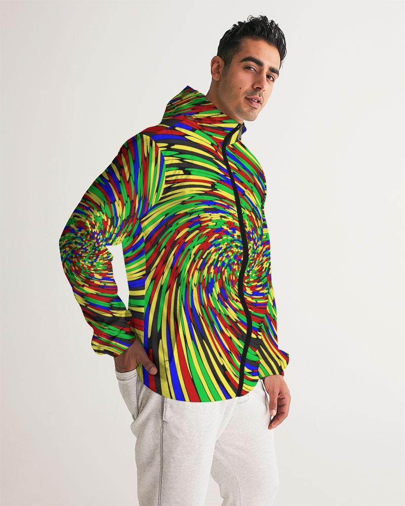 Mens Hooded Windbreaker - Multicolor Water Resistant Jacket - Jl0i0x