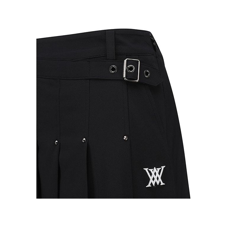 ANEW Golf: Women Buckle Decoration Pleats Skirt - Black - Sportkyu