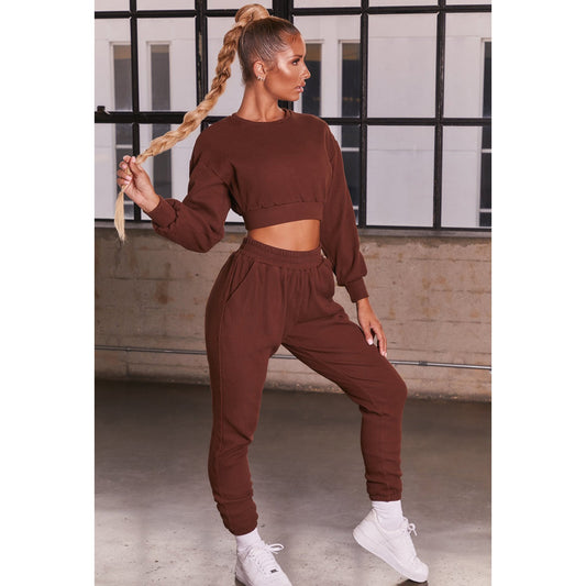 Yogaset Fitness Sportpakken Top met lange mouwen Hardloopbroek met hoge taille