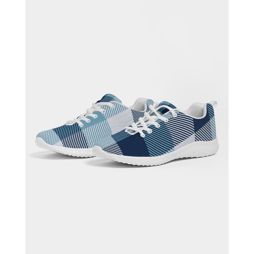 Mens Sneakers, Blue Plaid Low Top Canvas Running Shoes