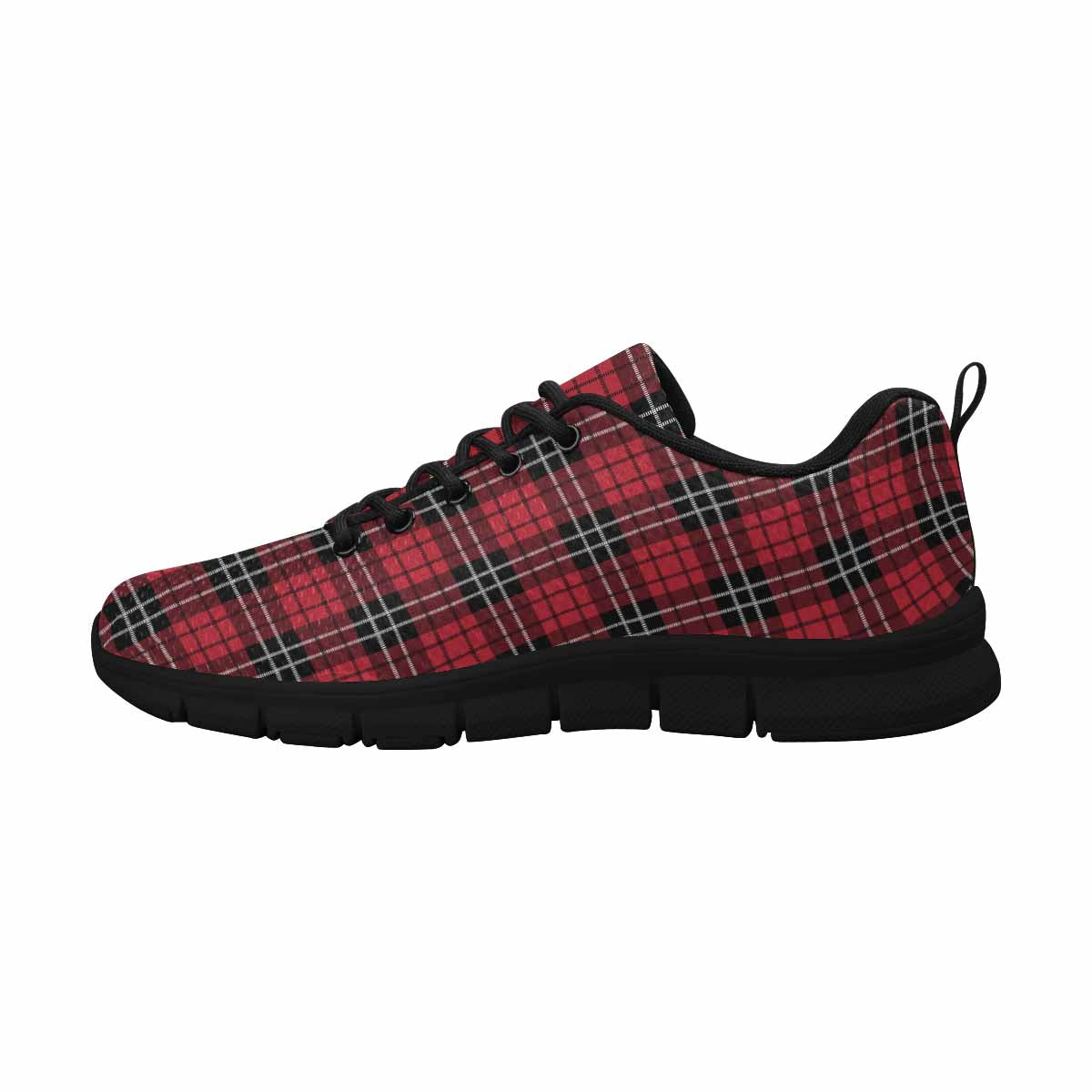 Sneakers For Men, Buffalo Plaid Red And Black - Running Shoes Dg850